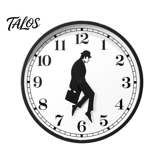 Home Decor Clock Man Silhouette Wall Clock, Silent Non-Ticking Round Hanging Decorative White Frame Digital Analog for Office Bedroom Living