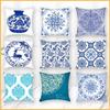 2025 Modern Blue & White Porcelain Series Backrest Pillow Cover for Sofa & Bed