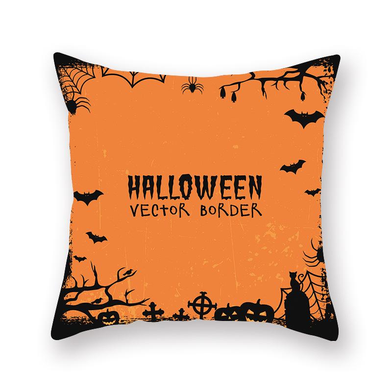 Halloween Pillow Cover Cartoon Pumpkin Head New Peach Skin Cushion Cover Sofa Cushion