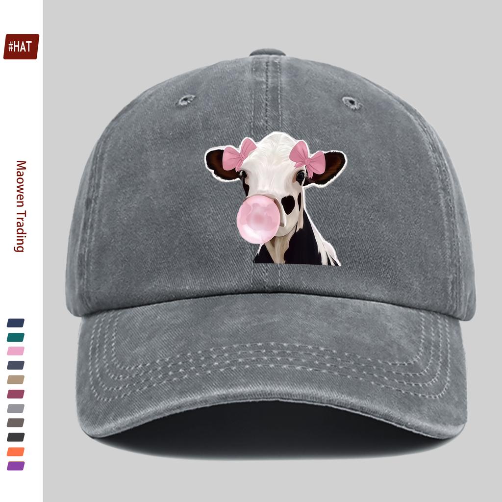Pc Cow Bubblegum Print Baseball Cap with Stylish Cow Print Design Sun Hat Party Decoration Hat Comfortable and Lightweight Tr