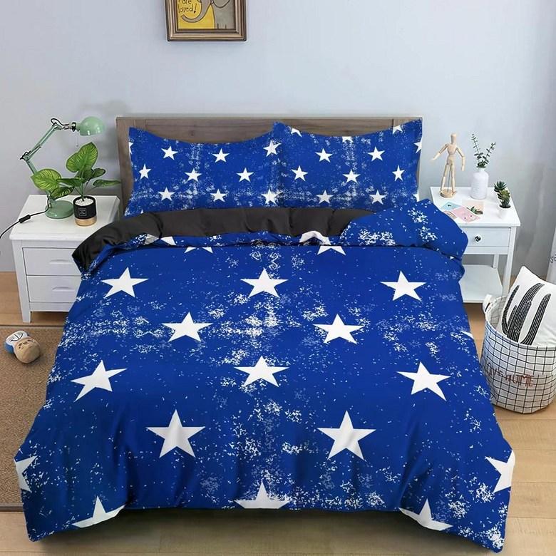 Kawaii Glitter Stars Duvet Cover Twin Queen Psychedelic Space Cosmos Starry Sky Comforter Cover Colorful Star Galaxy Bedding Set