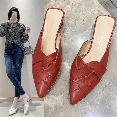 Damen Hausschuhe und Damen Sandalen Leder Arbeitsschuhe Spitz Zehen Mules Pantoletten Sexy Mit Premium Neuem Stil Hohe Qualität 39