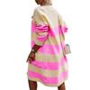 Womens Oversized Longline Knit Cardigan V-Neck Loose Fit Acrylic Wool Blend Striped Plaid Casual Sweater
