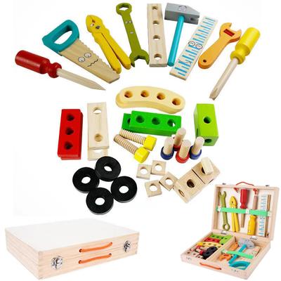 Dětská dřevěná skříňka na nářadí Montessori hrací nástroj pro děti Matice Šroub Montáž Simulace Oprava Tesař Vzdělávací puzzle hračka