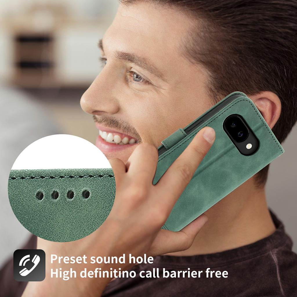 DIERFENG DF-03 For Google Pixel 10a Case Lines Imprint Wallet Leather Phone Cover with Wrist Strap