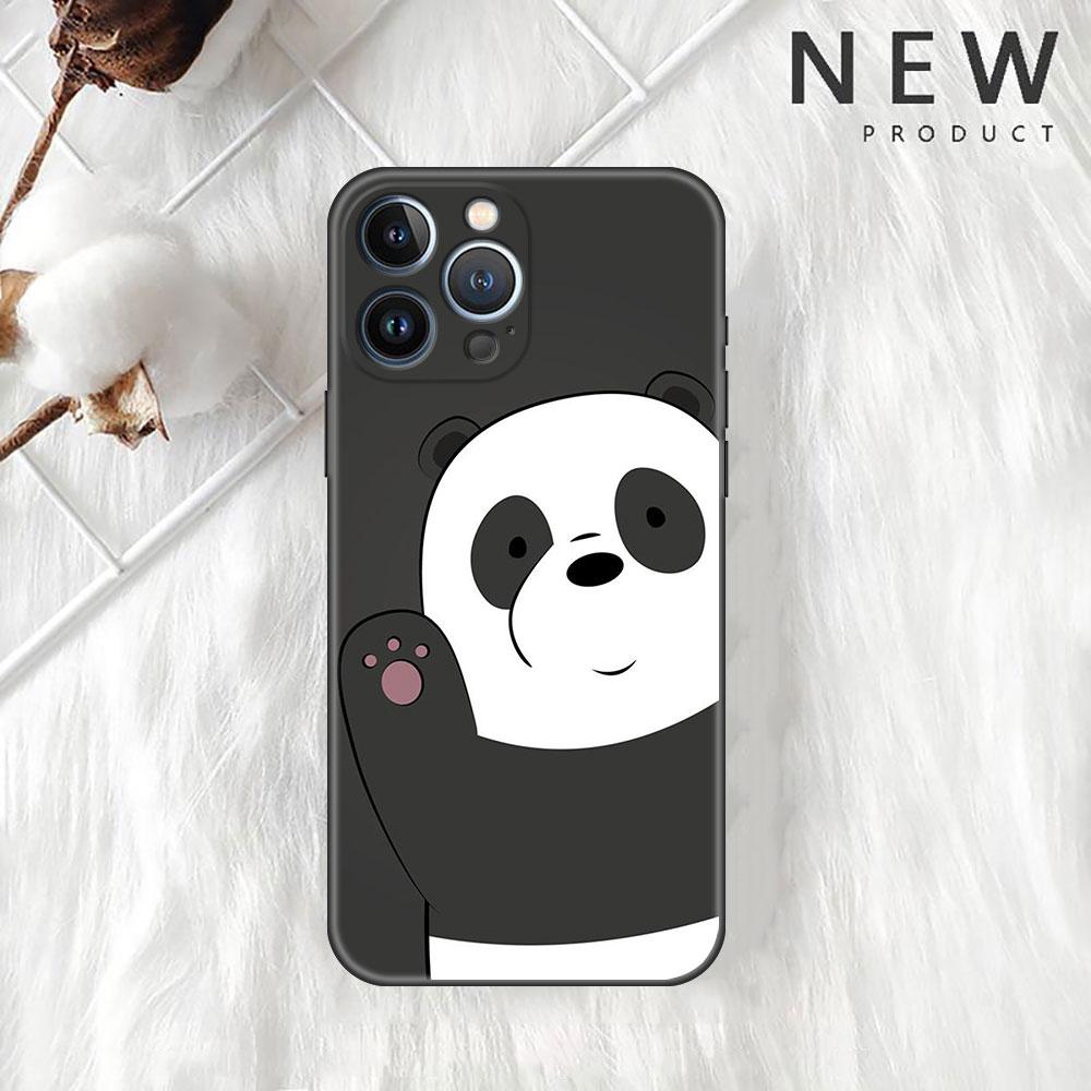 Funda Case For Apple iPhone 14 11 13 7 12 Pro 7 XR XS Max 8 Plus 6 14Pro 13Mini Black Soft Phone Coque We Bare Bears Cartoon
