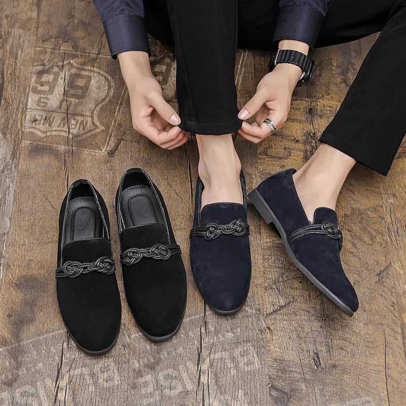Spring and Autumn Velvet Loafers, New Matte Beanie Shoes, One-pedal Men's Shoes, British Casual Shoes, Foreign Trade Leather Shoes