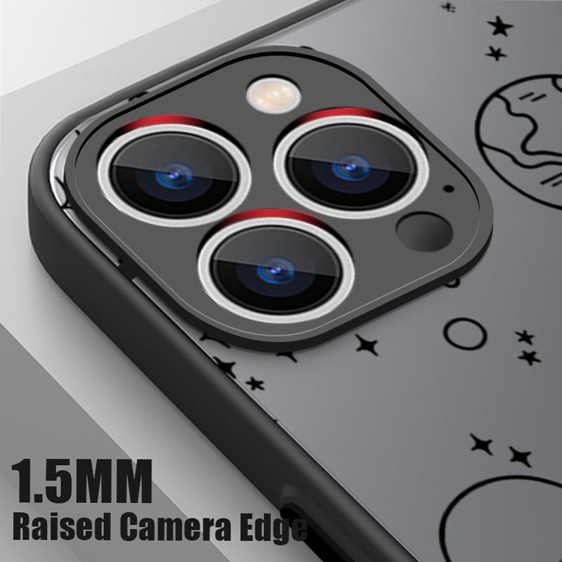 Planet Astronaut Pattern Clear Matte Case For iPhone 16 Pro Max 15 Pro 14 13 Wireless Charge Shockproof for Magsafe Magnetic Phone Cover