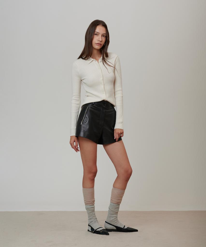 PINBLACK High-Waisted Lambskin Shorts
