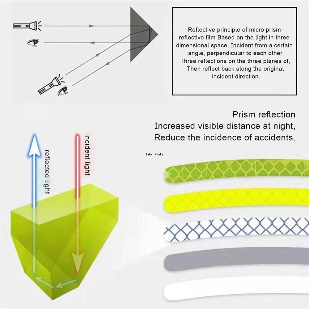 20pcs/set Colorful Reflective Car Stickers Safety Warning Adhesive Reflectors Tapes Stripe Exterior Decoration For Vehicle Wheel