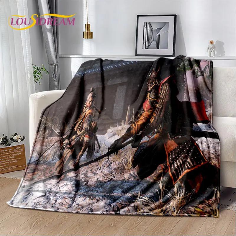 D Sekiro Game Plush Flannel Throw Blanket for Bedroom Living Room Sofa Picnic Soft Cozy Cover for Kids and Adults