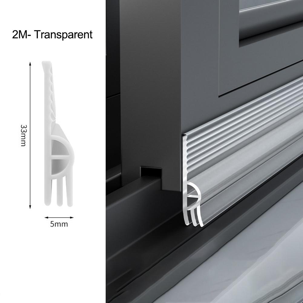 2M/Roll Sliding Window Weather Strips TPE Flexible Cuttable Door Bottom Sealing Strip Soundproofing Windproof Seal Strip Tape