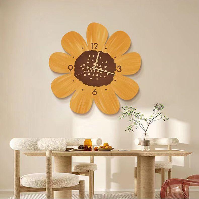 Simple Wall-mounted Clock Clock Wall-mounted Guest Restaurant Creative Flower Bedroom Pastoral Style Room Decoration Silent Clock
