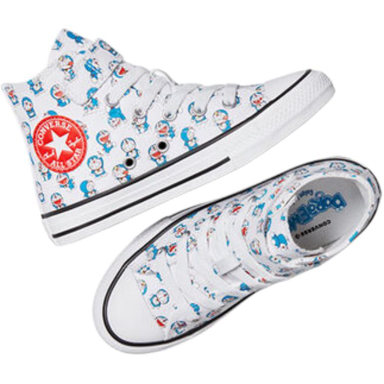 Doraemon x Converse Chuck Taylor All Star EasyOn High PS Allover Doraemon Print Kids Sneakers White Hawaiian-Ocean Black A15793C