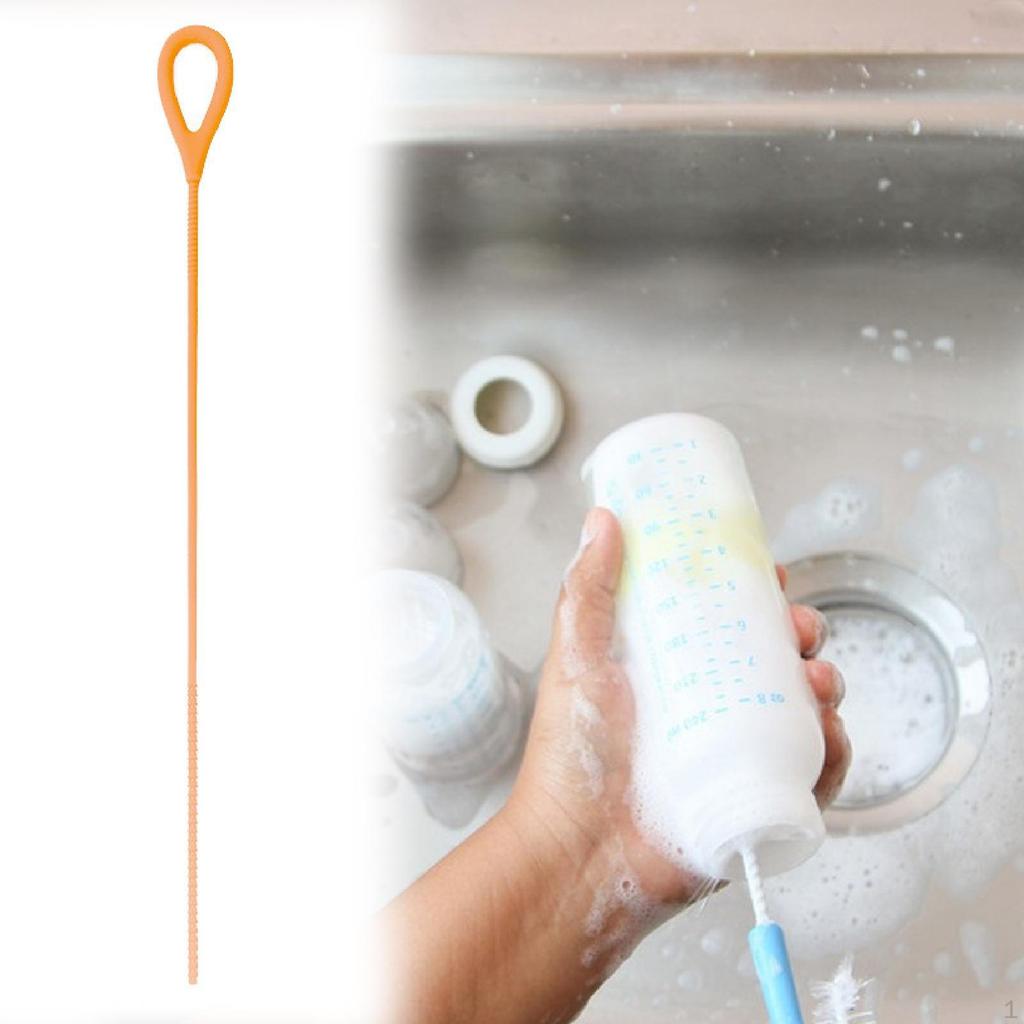 Silicone Straw Brush Long Bendable Multifuctional Bottle Reusable for Drink Lid