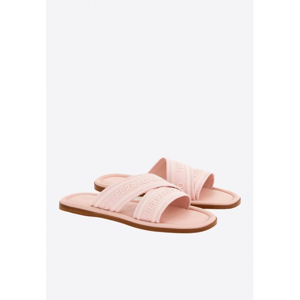 Salvatore Ferragamo Ladies Laurene Logo Slides Pink