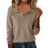Damen Modischer Lässiger Langärmliger Gestrickter V-Ausschnitt Pullover Top