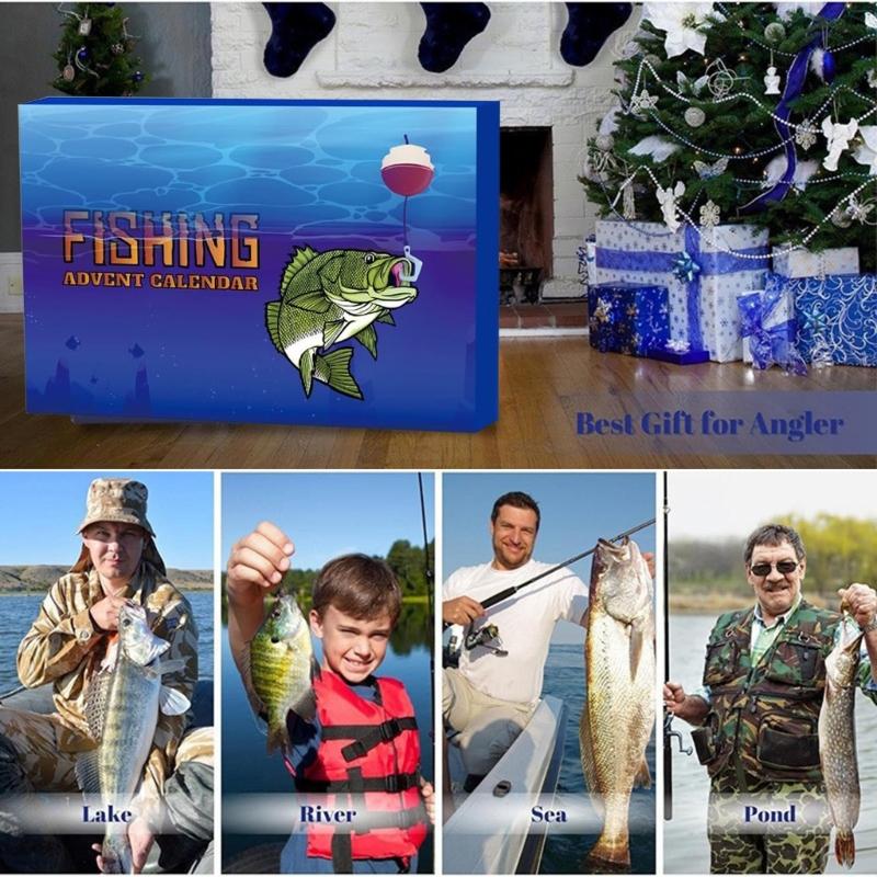 24 Days Christmas Fish Baits Blind Box Fishing Tackle Set Advent Calendar Fishing Accessories Stylish Gift for Fishers