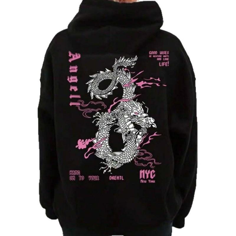 Unisex Oversized Hooded Sweatshirt With Anime Print Streetwear Loose Fit Winter Casual Top