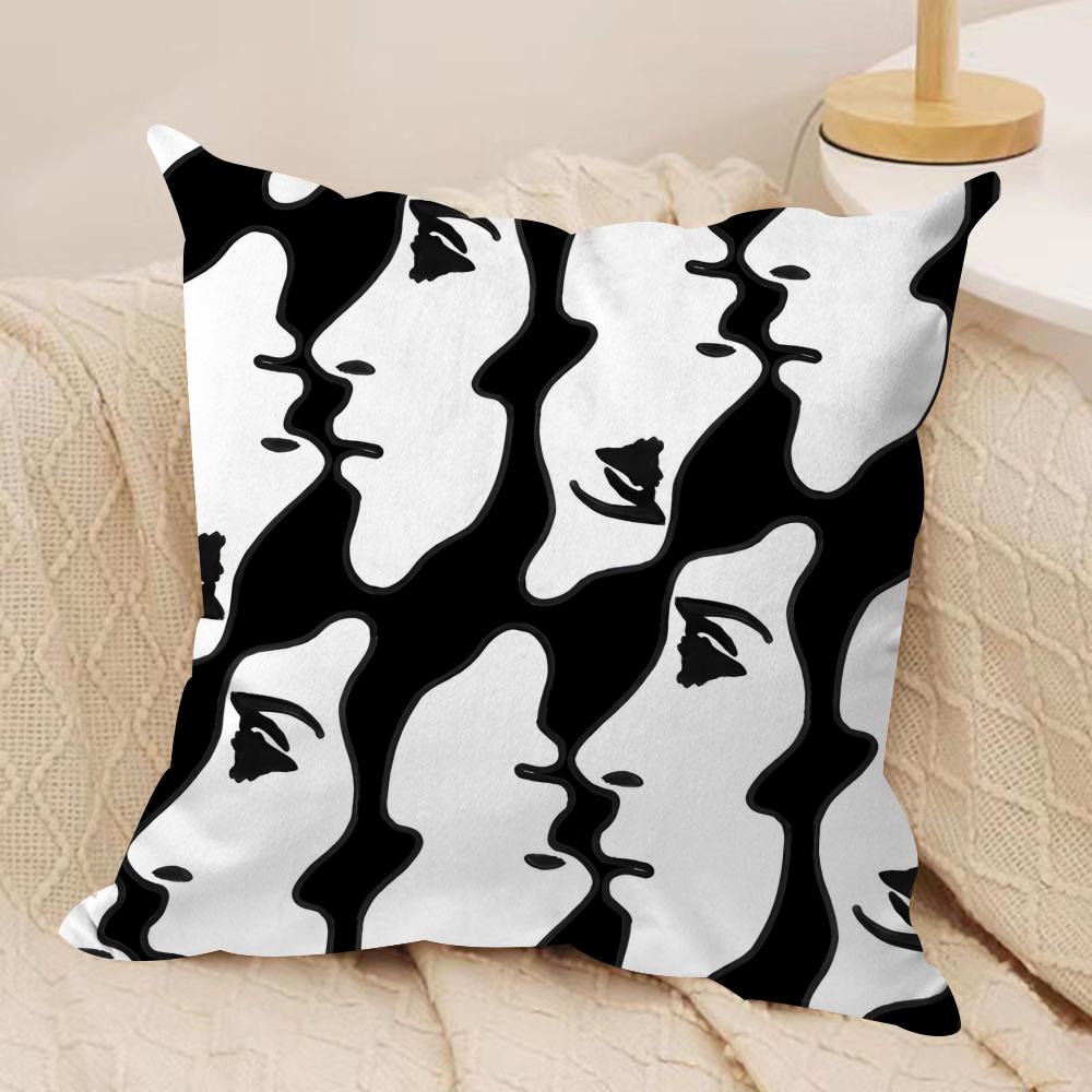 Black And White Art Cushion Cover Pillowcase Ultra Soft Skin Friendly Fabric Cloud Like Comfort  Concealed Zipper