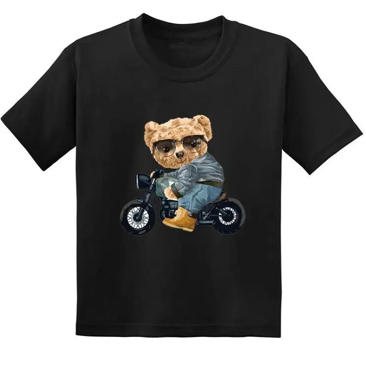 Hot Sale Teddy Bear Print  Childrens Clothing Tshirt Clothing Summer Casual Funny  Boys Baby Girls Tshirt Clothes Kids
