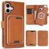 3 in 1 Detachable Magnetic Wallet Leather Case For iphone 16 Pro Max 15 Plus 13 12 16E Cash Cards Holder Bag For Magsafe Cover
