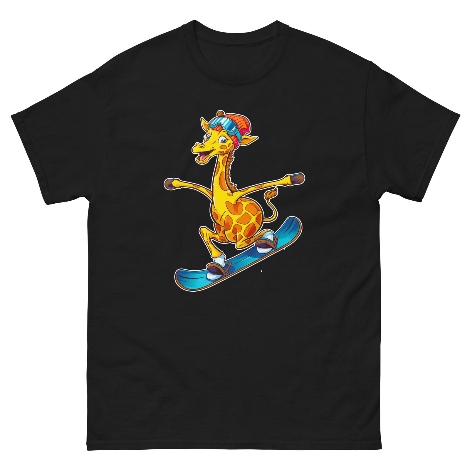 Giraffe Snowboarding Fun Cartoon Snowboarder Shirt T-Shirt XL