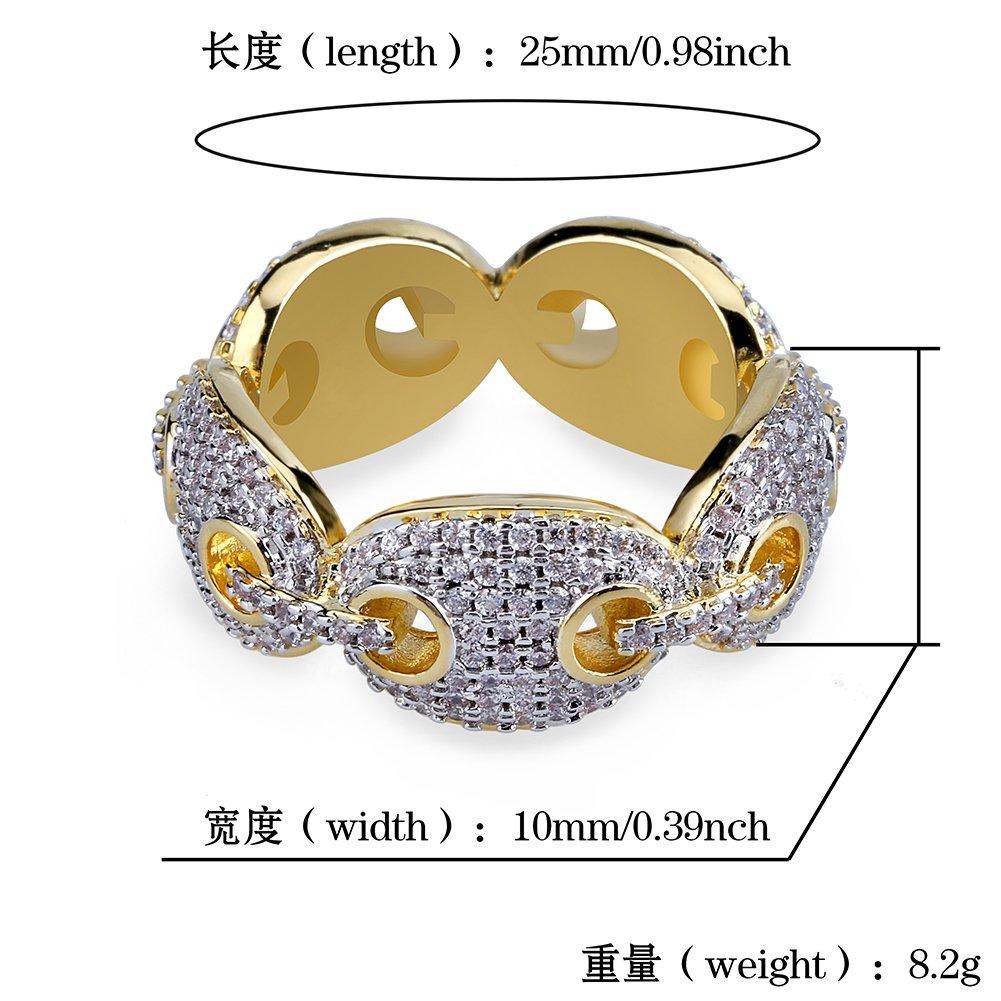 JINAO Hip Hop 18K Gold Plated Hip Hop Ring Zirconia Cool Girl Cool Girl Cool Boy (9)
