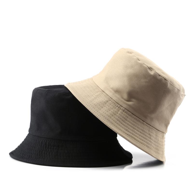 New Men Women Black Solid Bucket Hat Two Side Wear Unisex Simple Bob Caps Hip Hop Gorros Panama Cap Beach Fishing Boonie Sunhat