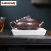480ml Yixing Purple Clay Teapots Handmade Large Caliber Pot Raw Ore Antique Brass Mud Kettle With Strainer Zisha Tea Set Craft