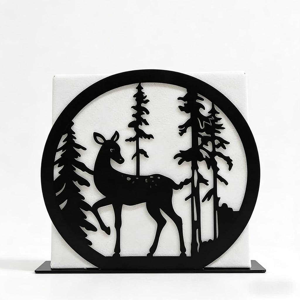 Living Room Bedroom Vertical Iron Art Deer Tissue Box Creative Simple Black Home Decor Tissue Storage Napkin Box