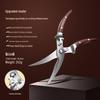 All-Steel Stainless Kitchen Scissors with Wooden Handle - Powerful, Multifunctional, for Cutting Chicken Bones and Household Food Use.