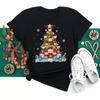 Polyester  100% New Christmas Happy Christmas Tree Santa Claus Casual and Fashionable Round-neck Short-sleeved Women's Base Tops