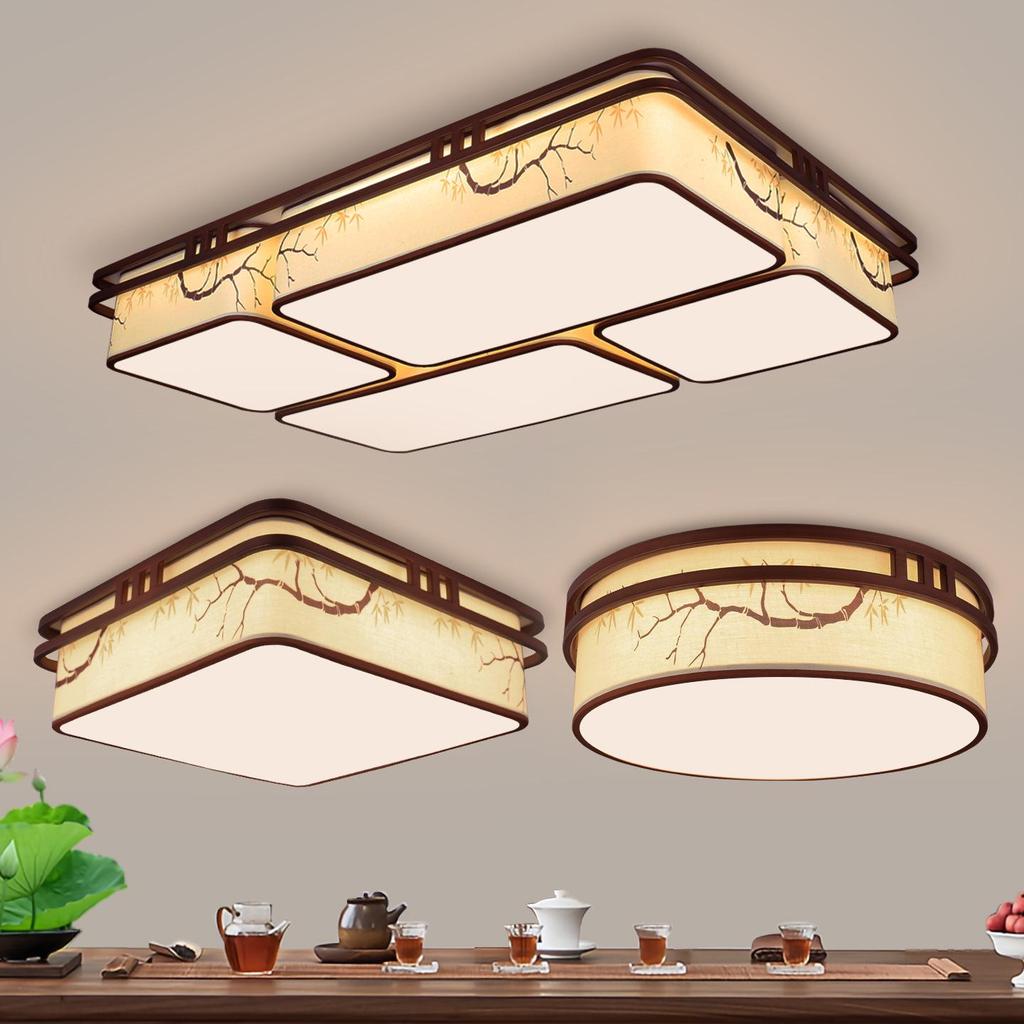 Song Dynasty Bamboo Leaf Zen Ceiling Light for Living, Dining, Bedroom, or Study.