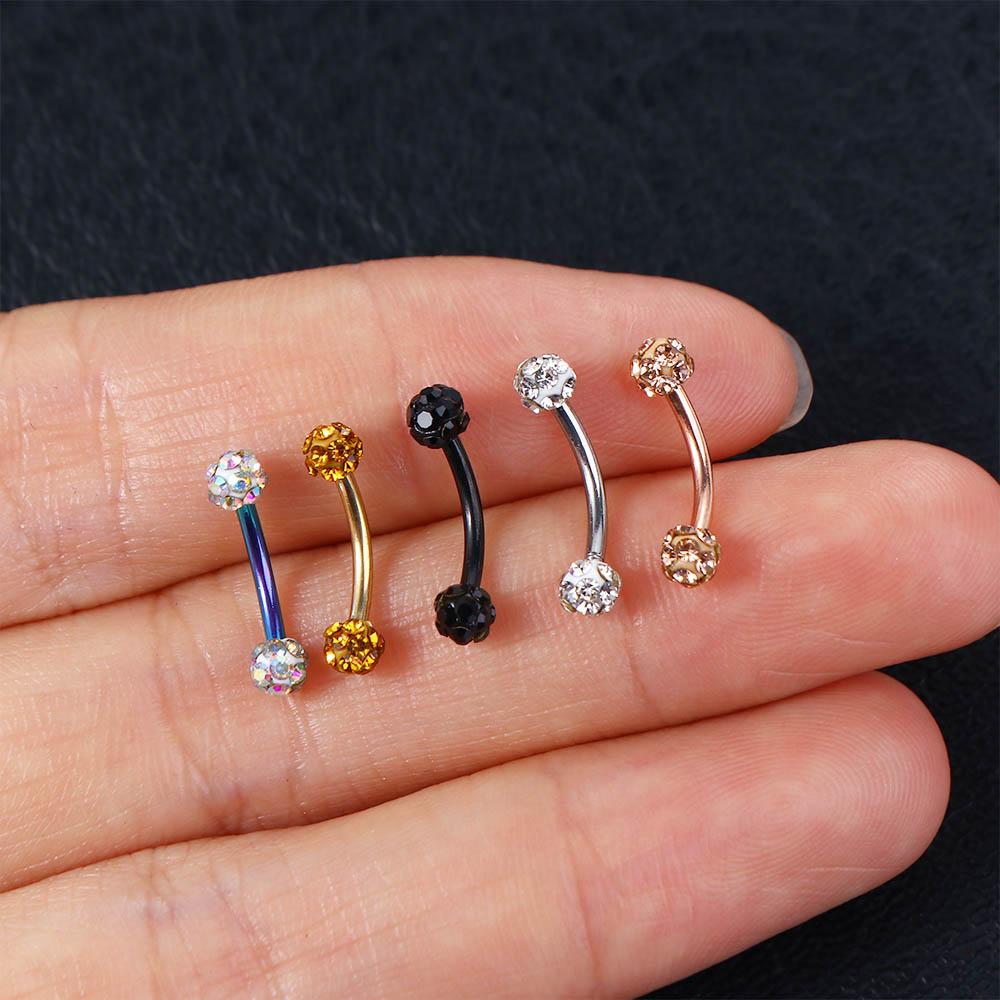 Piercing Ring For Women Curved Barbell Eyebrow Stud Ball Nose Ring Fake Lip Stud Piercing Jewelry