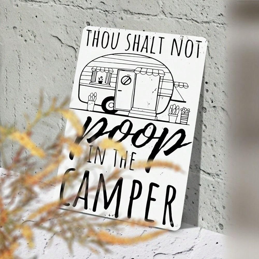 Cartello Metallico da Parete Divertente per Camper 'Vietato Caccare' per WC
