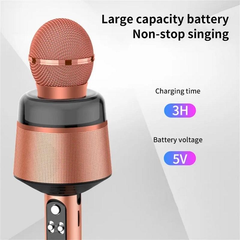Professional Wireless Bluetooth Karaoke Microphone Colorful Lighting Singing Recorder Music Player For Ktv Birthday Party