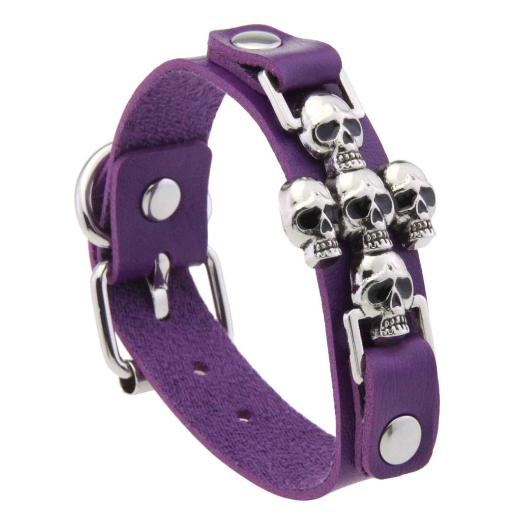Gotisches Totenkopf-Armband für Damen Herren PU-Lederarmband Punk Rock Accessoire Stapelbarer Schmuck für rebellische Looks