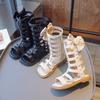 Sandales Romaines d'Été Montantes pour Filles, Enfants Moyens et Grands, Couleur Unie, Fermeture Éclair Latérale, Chaussures de Princesse