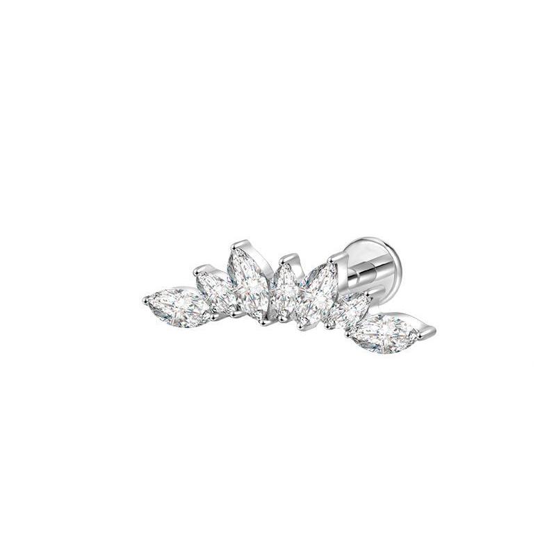 Hot Sale Body Jewelry: Titanium Labret Flatback Tragus Earring Stud Internal Thread Zircon Rings