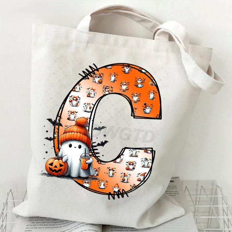 New Halloween 26 Letter Print Fashion Shoulder Bag Multi-function Portable Handbag Casual Versatile