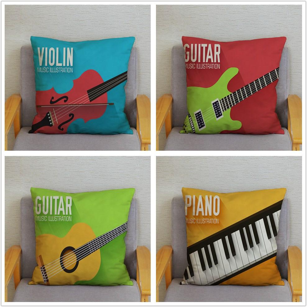 Home Decor Rock Music Print Pillowcases Bedroom Cushion Covers