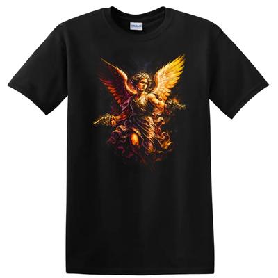 Angel Warrior T Shirt Artistic Graphic Urban Streetwear Tee W/ Guns