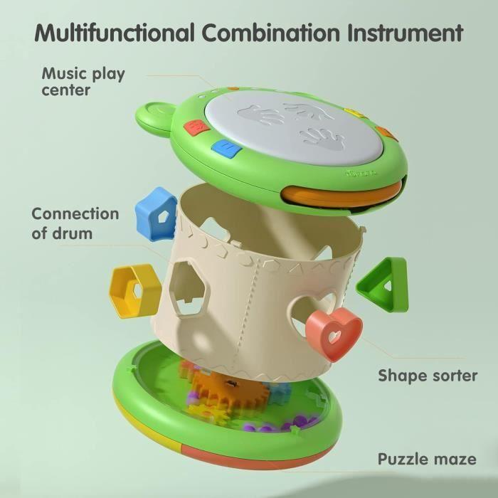 Jouet musical - tumama - 2020 version améliorée - tambour interactif - 12 sons d'animaux - 8 chansons bébé