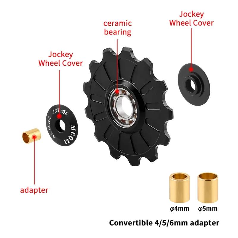 MUQZI Derailleur Ceramic Pulley Wheel 11T 12T 13T 14T 7-11 Speed Bike Rear Derailleur Jockey Wheel for Shimano Sram