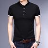 2025 Men's Slim-Fit Stand-Up Collar T-Shirt: Casual, Solid Color, Short-Sleeve, Versatile Cotton for Summer