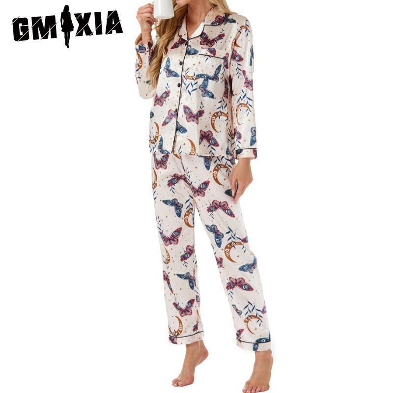 

GMXIA Women s Homewear Cardigan Long Sleeve Autumn Casual Fashion Pajama Set XL