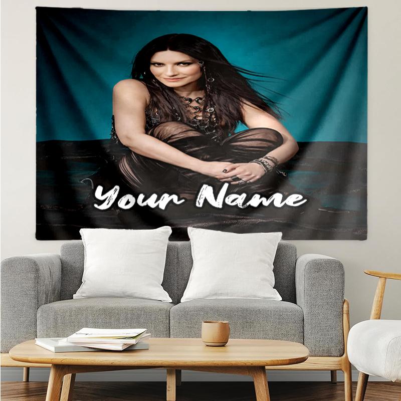Benutzerdefinierter Name Laura Pausini Druck Wandteppich, Hintergrund, Einfache Montage, Ideal für Schlafzimmer, Büro & Wohnzimmer, mit Ästhetischer Wanddekoration zum Aufhängen.