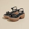 Thick-soled Slope Heel 7CM Sandals for Women with Open-toed Muffin Heel, Light and Not Tired Feet, Retro Roman Heightening Shoes for Women