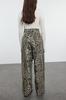Women's Fashion Brown Leopard Patterned High Waist Wide Leg Jeans